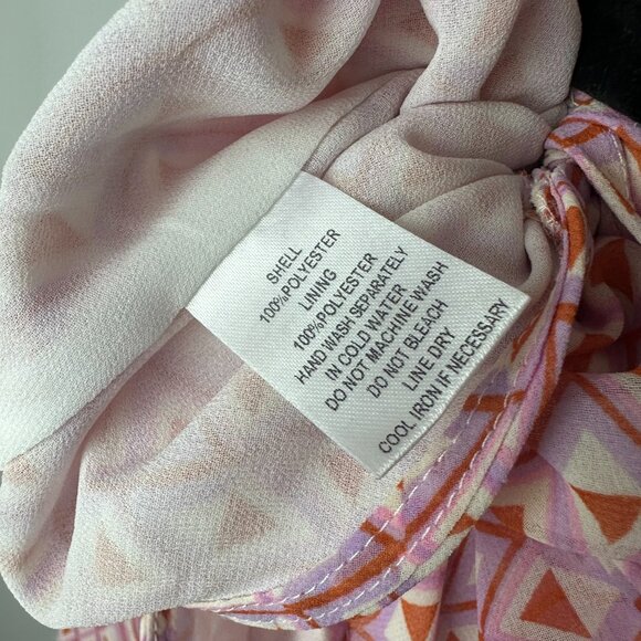 Pink & Orange Printed Long Sleeve Crop Top Keyhole Design Summer - Picture 13 of 13